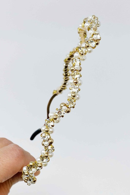 Ida Bedazzled Pearl and Crystal Headband