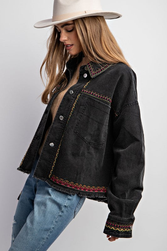 Dylan Embroidered Wash Cotton Jacket