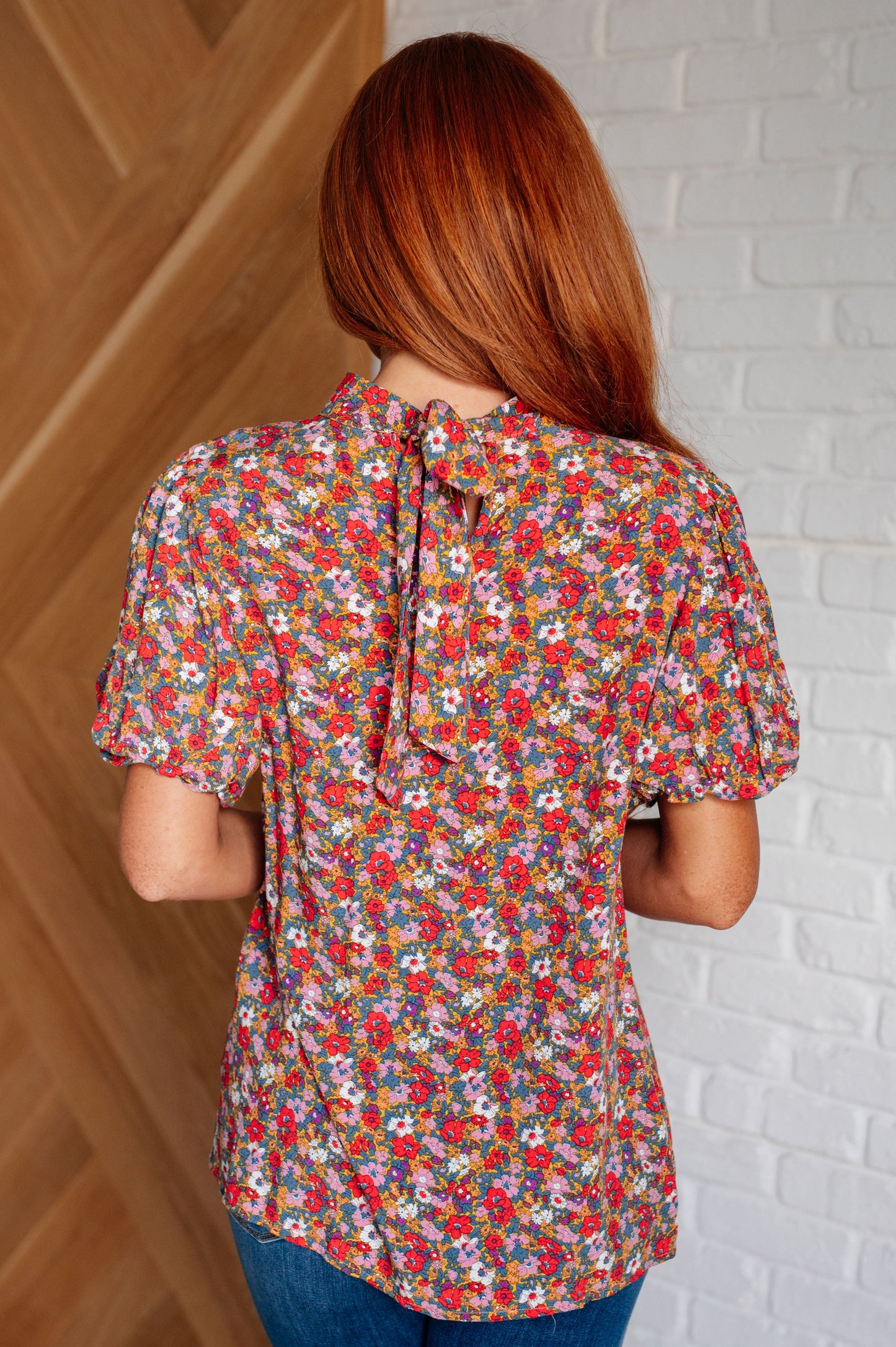 Maya Floral Mock Neck Blouse