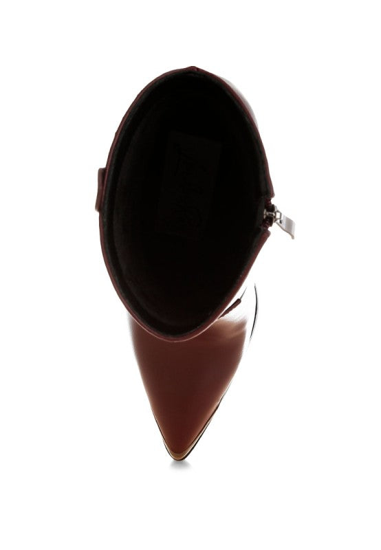 Top view of Burgundy Hatter Pointed Toe Boots highlighting pointed toe and cushioned insole