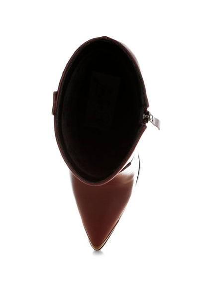 Top view of Burgundy Hatter Pointed Toe Boots highlighting pointed toe and cushioned insole