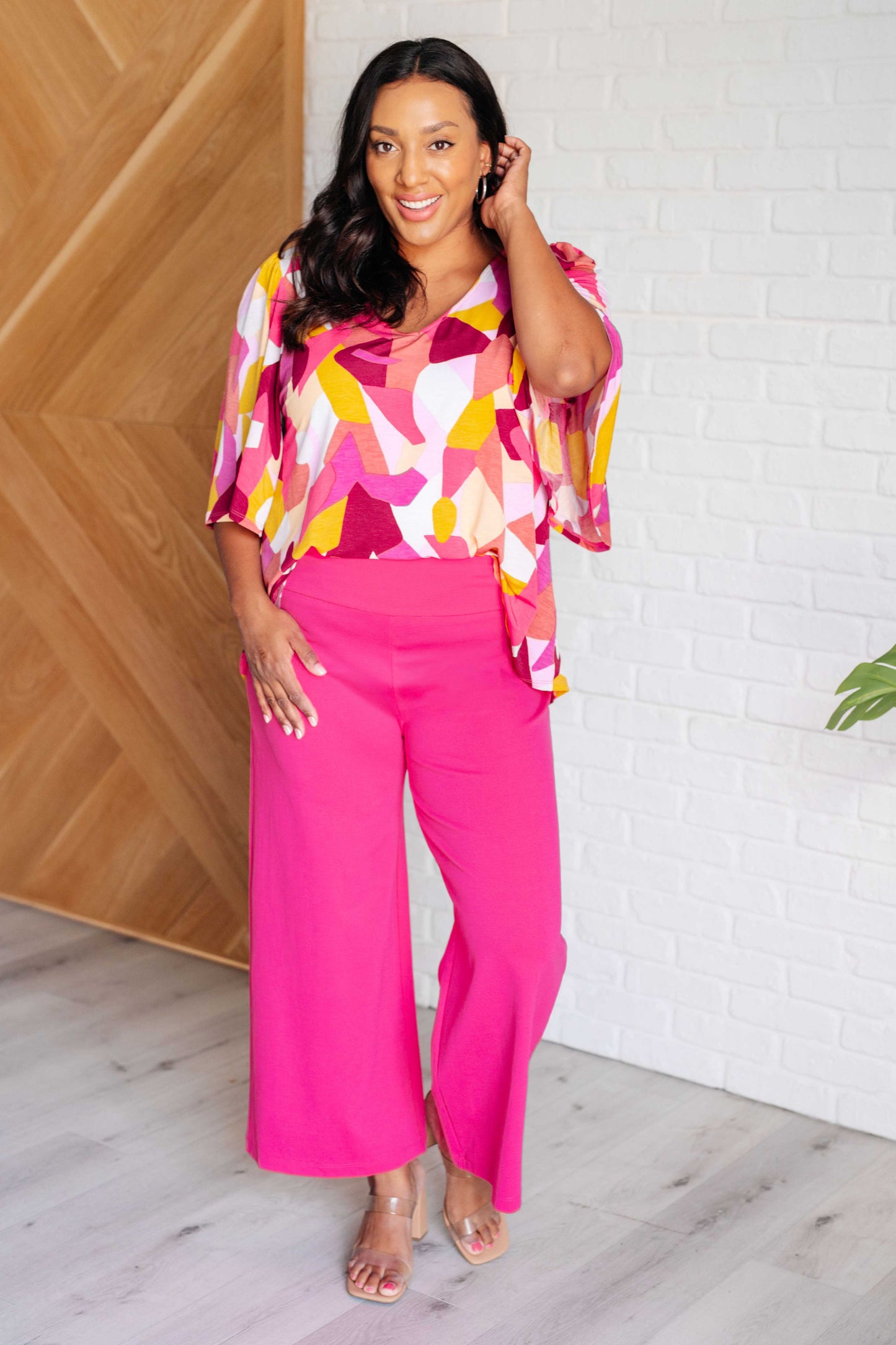 Emina Magic Wide Leg Crop Pants in Hot Pink