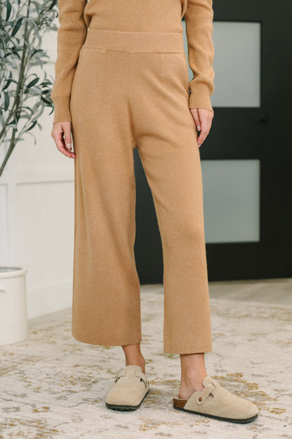 Clove Culottes in Camel – Ribbed Knit, Wide Leg, Pockets