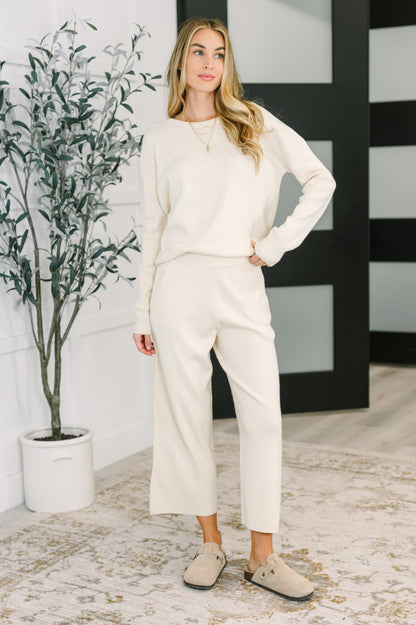 Clove Culottes in Oat – Ribbed Knit, Wide Leg, Pockets