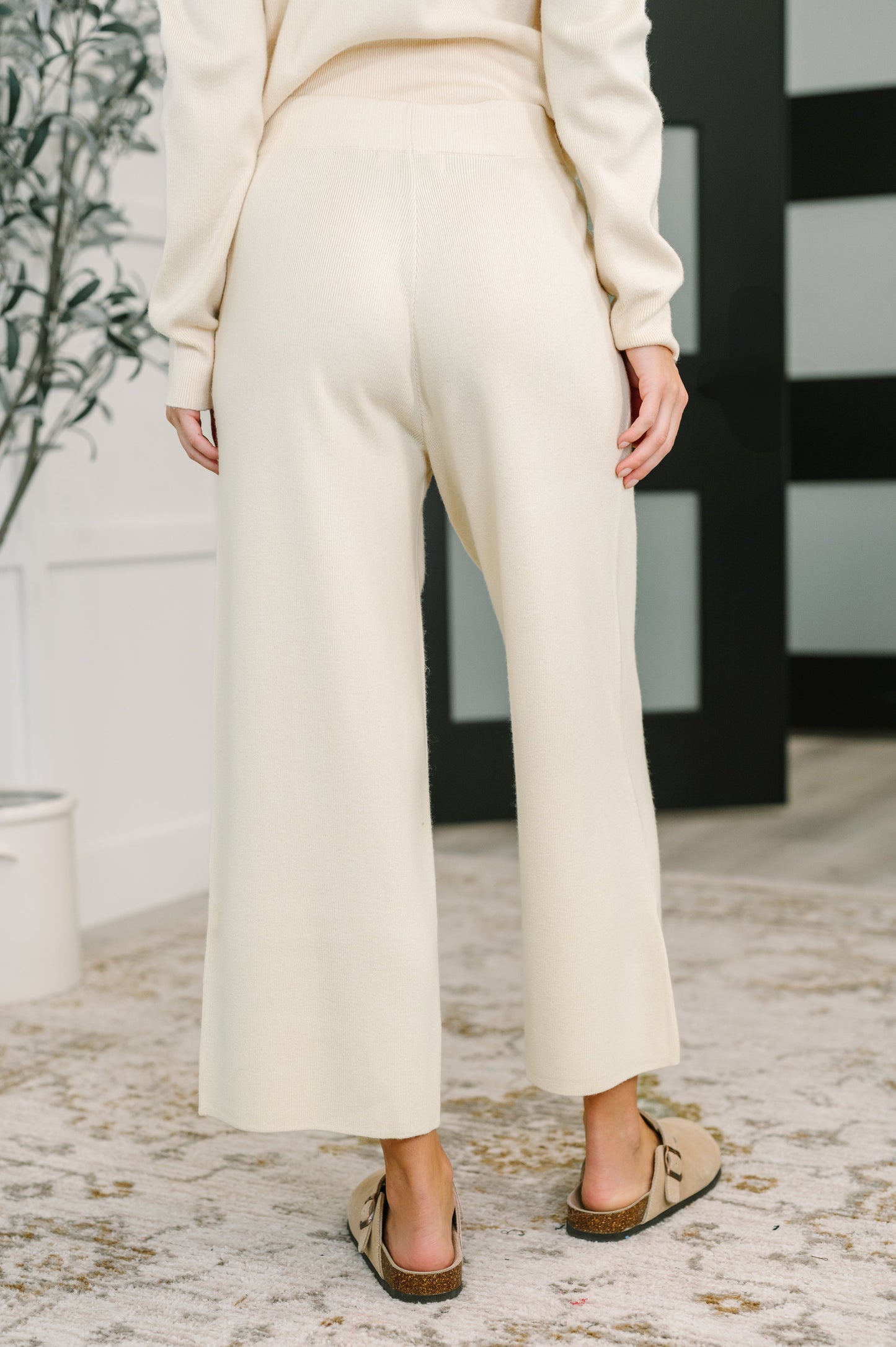 Clove Culottes in Oat – Ribbed Knit, Wide Leg, Pockets