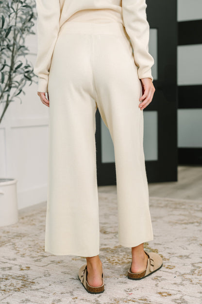 Clove Culottes in Oat – Ribbed Knit, Wide Leg, Pockets