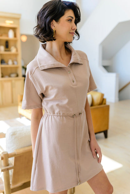 Soft and stylish regular size collared dress in French terry with flattering fit.