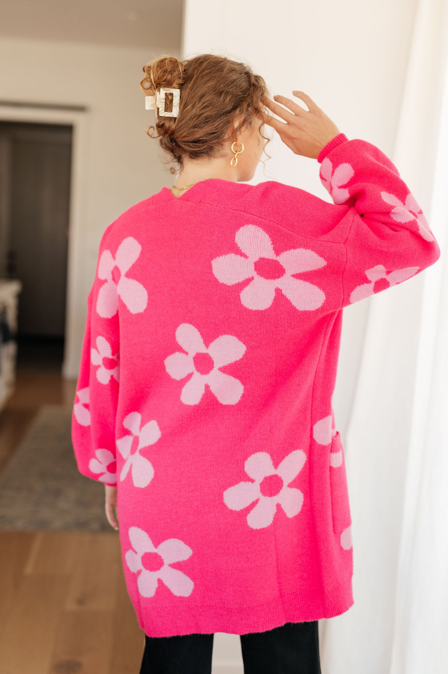 Miley Floral Cardigan in Pink