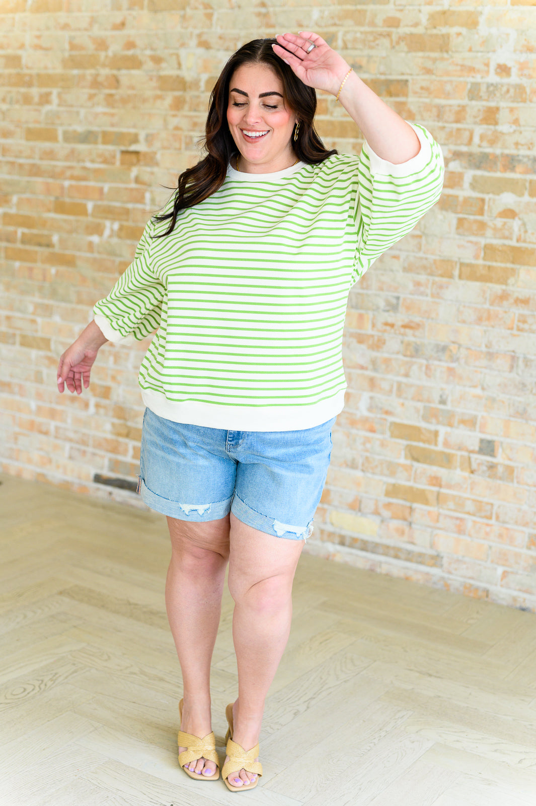 Leida Baloon Sleeve Striped Top