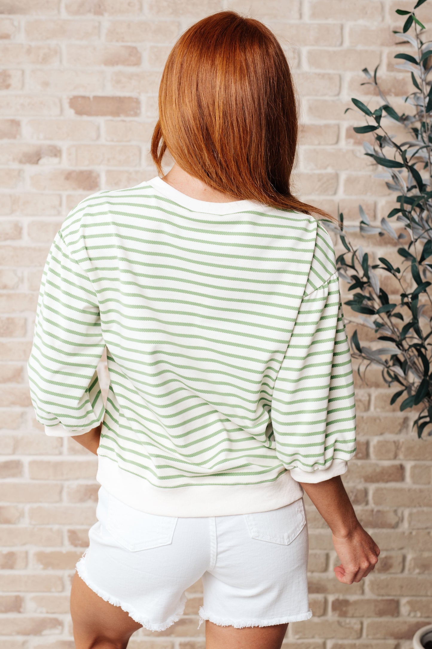 Leida Baloon Sleeve Striped Top