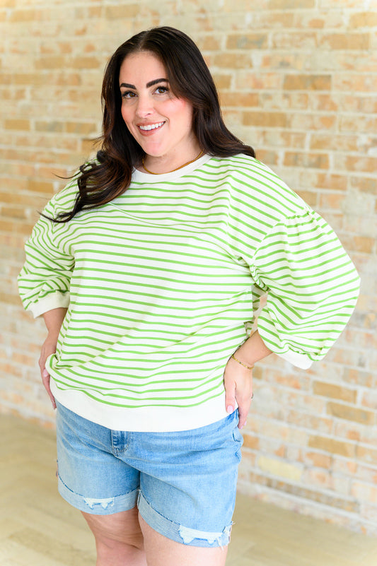 Leida Baloon Sleeve Striped Top