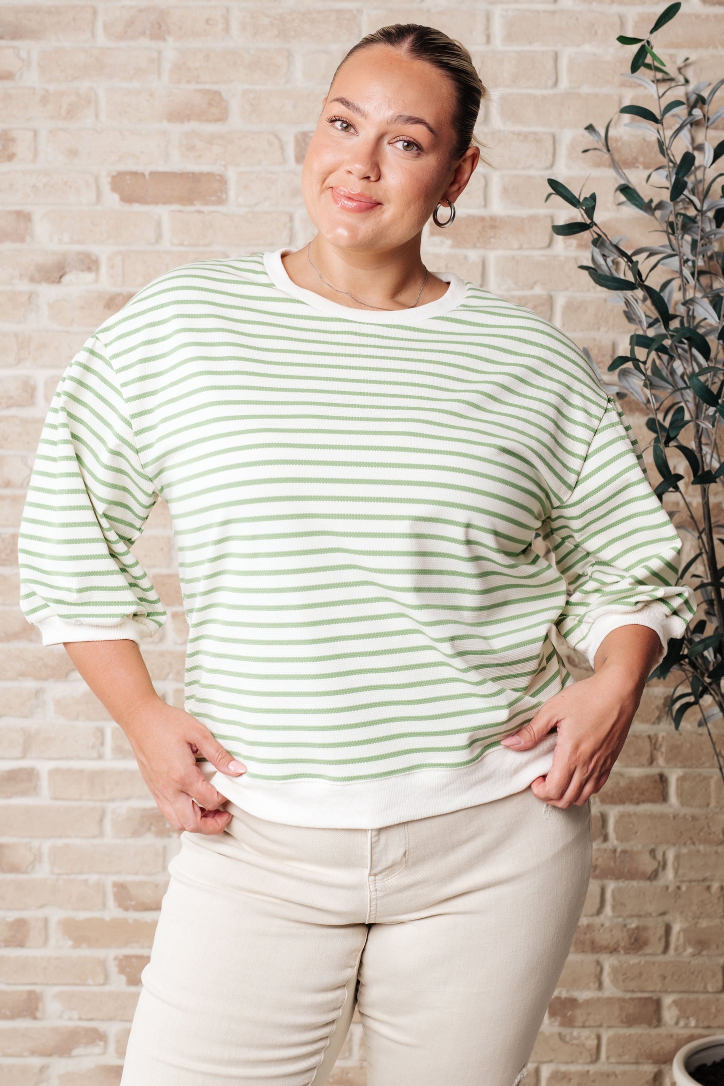 Leida Baloon Sleeve Striped Top