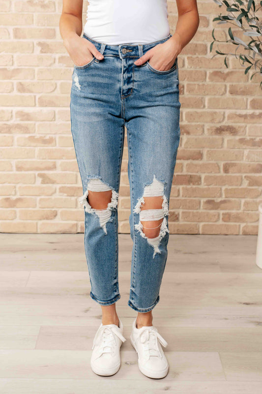 Frankie High Waist Distressed Boyfriend Jeans By Judy Blue