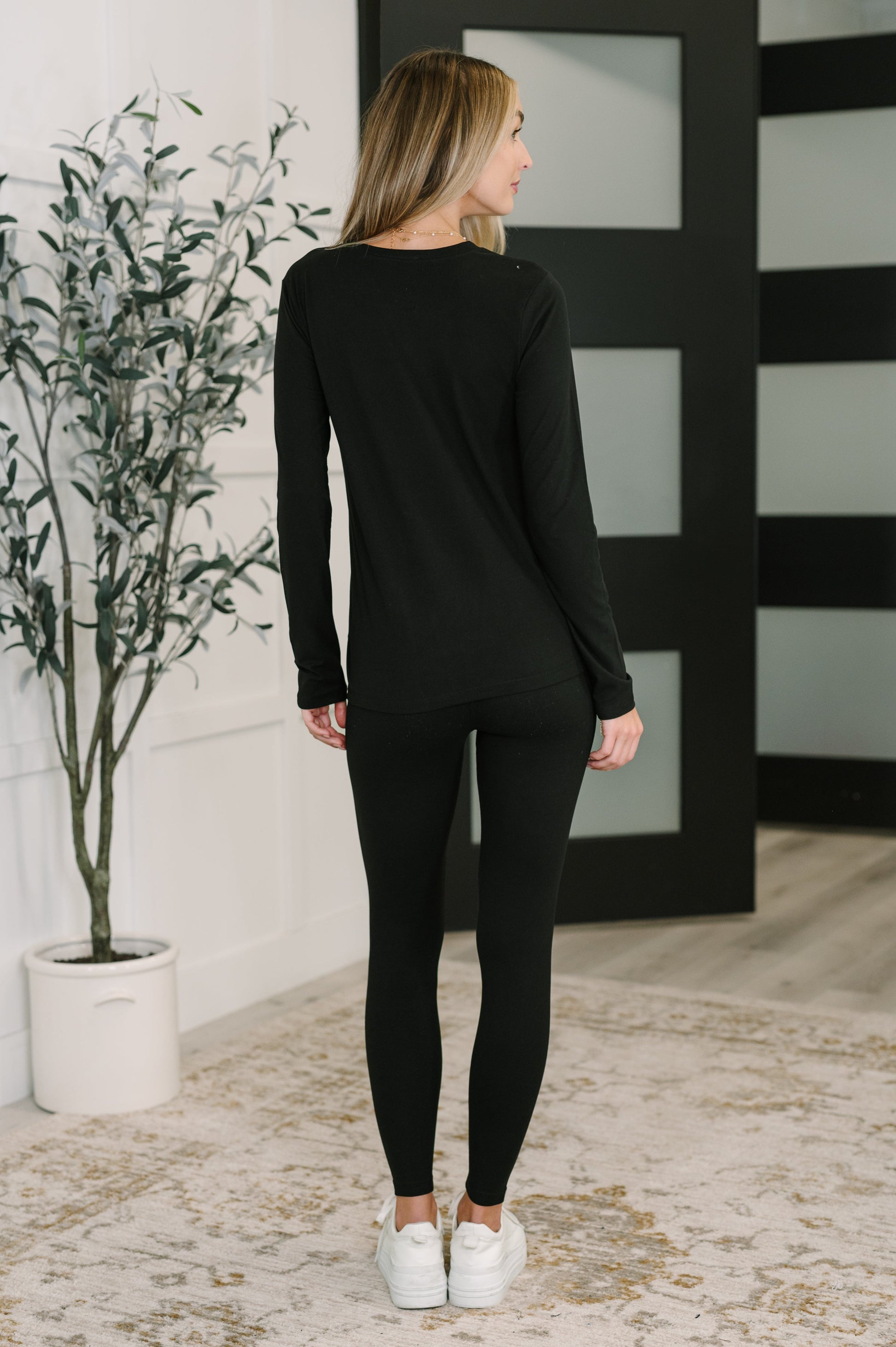 Back view of Gatlin Cozy Set showing sleek silhouette.