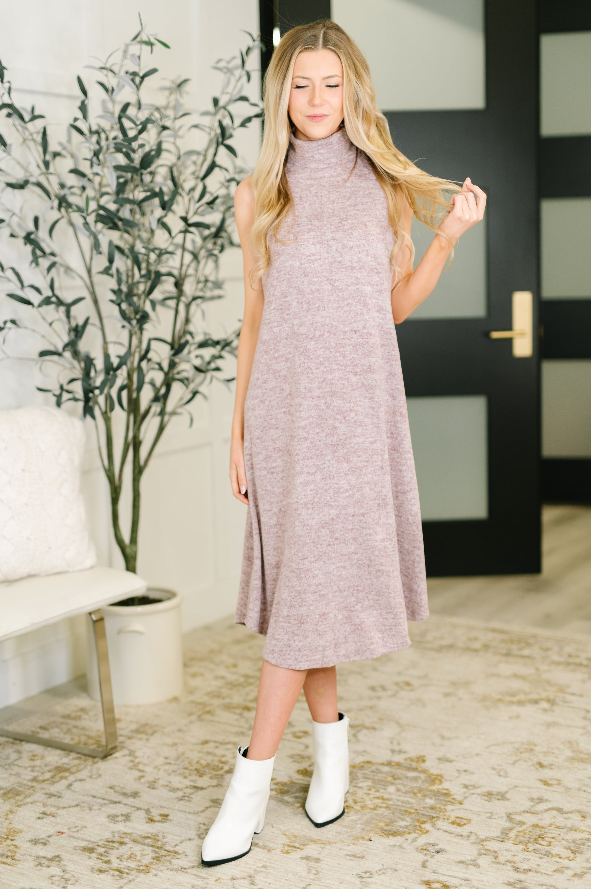 Glinda Dress and Cardigan Set styled for an easy polished everyday look.