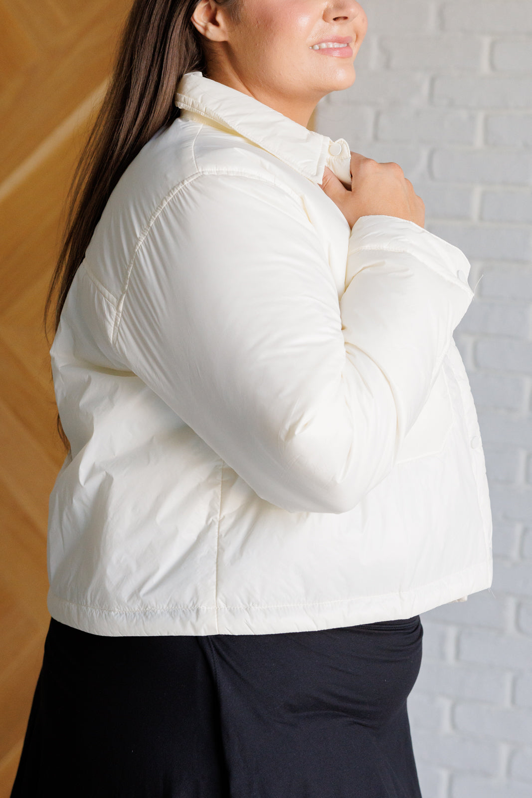 Greer Lightweight Puffer Jacket In Off White