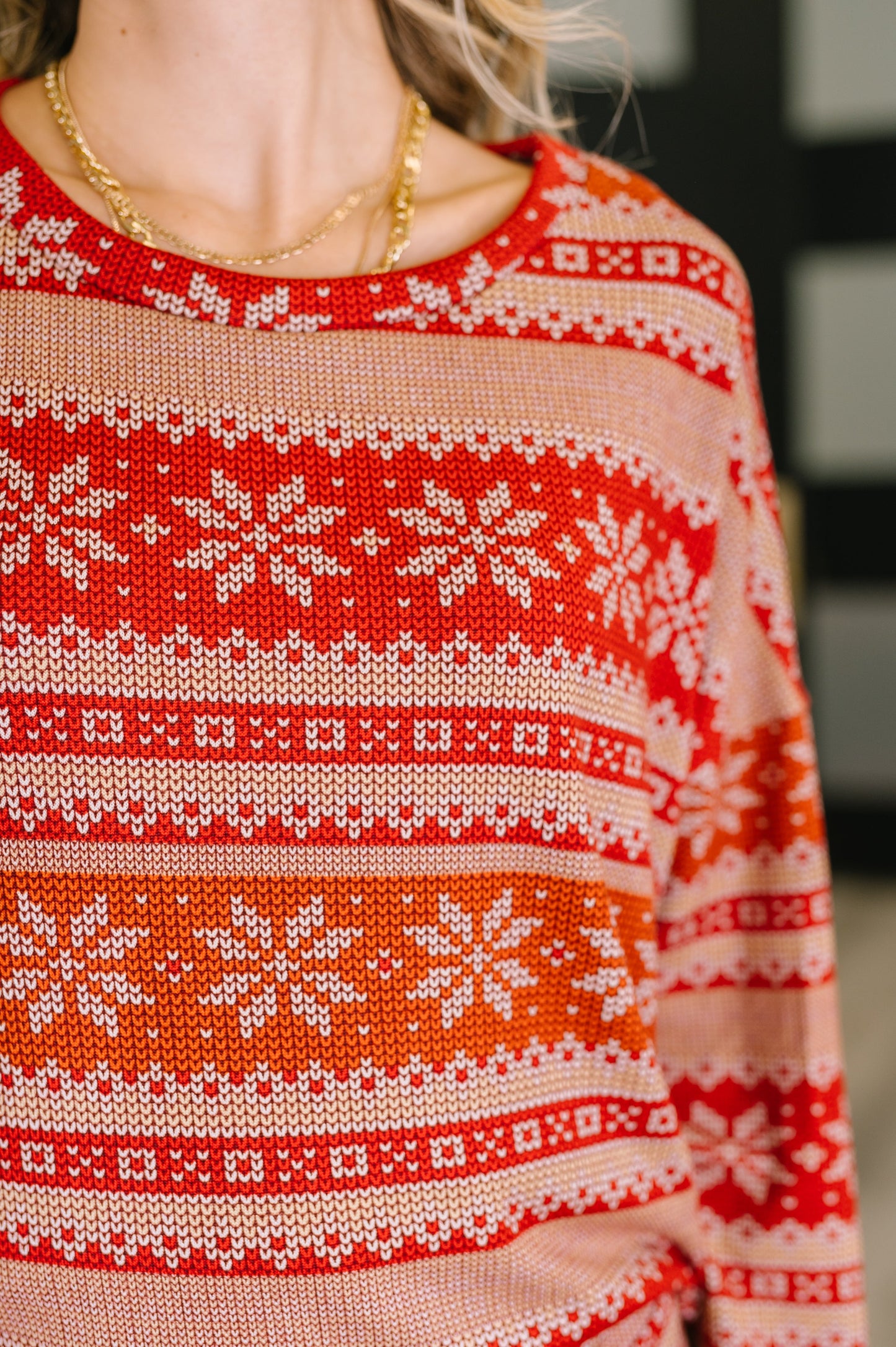 Detail shot of Holly's Jolly Pajama Set showing lightweight French terry texture.