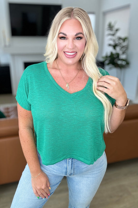 Allegra Classic Comfort V-Neck Top in Kelly Green