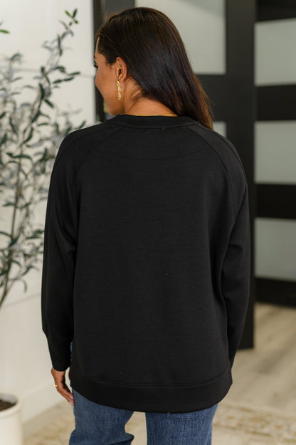 Litza Relaxed Scuba Pullover - Black Oversized Knit Top