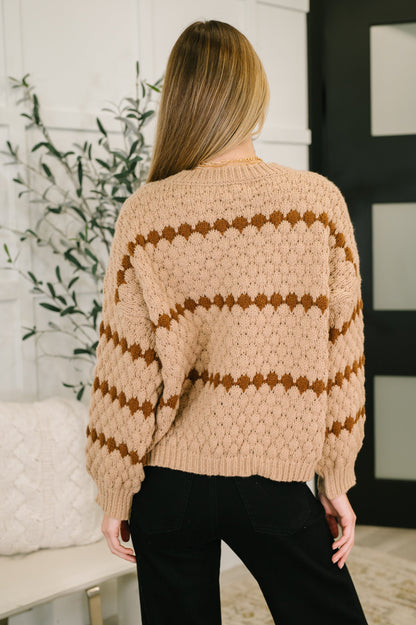 Back view of Laney Textured Sweater showing textured knit and relaxed silhouette.