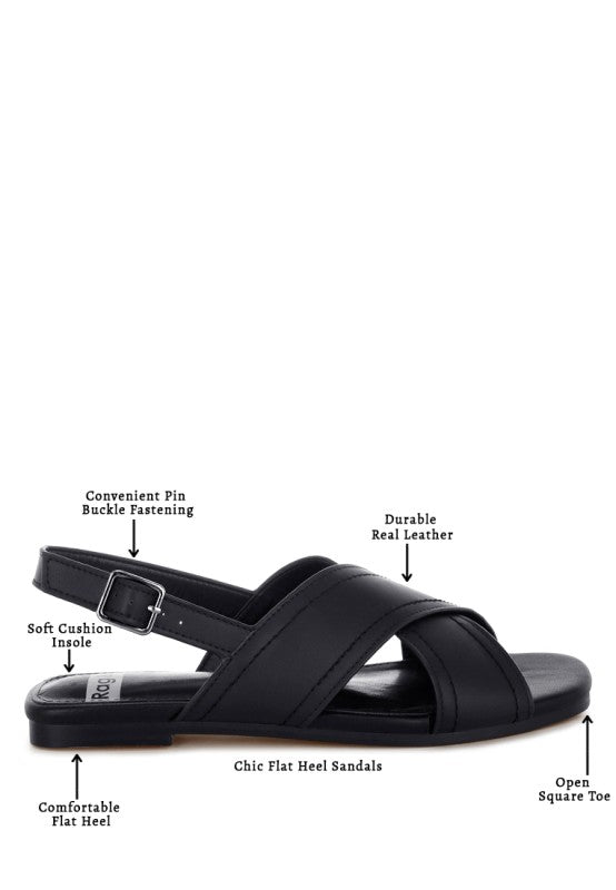 Detail shot of Jamon Classic Cross-Strap Buckled Flats in Black cushioned insole.