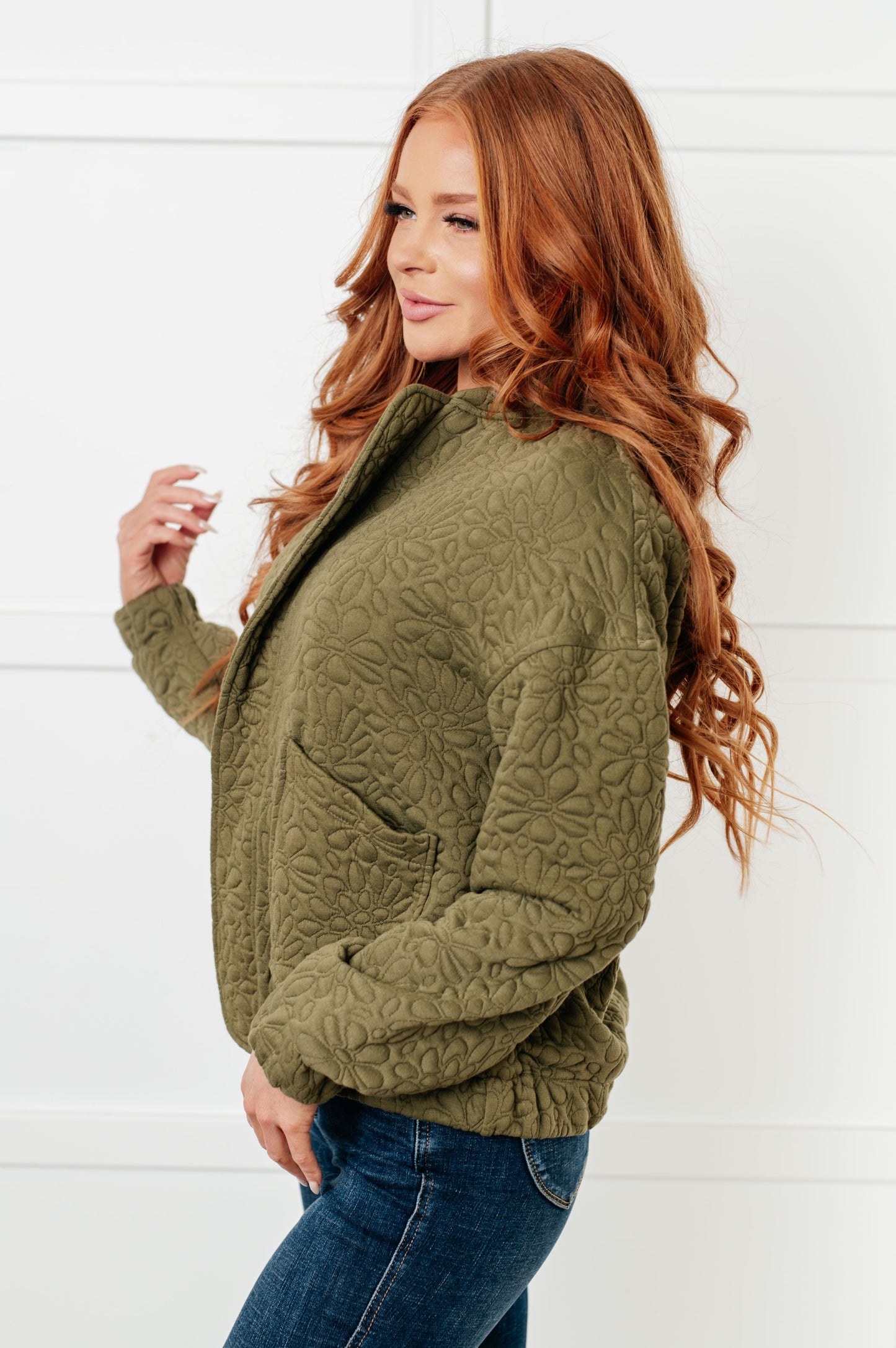 June Quilted Zip Up Jacket - Olive Lined Layer