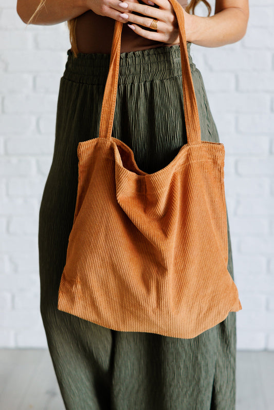 Marge Corduroy Tote in Brown