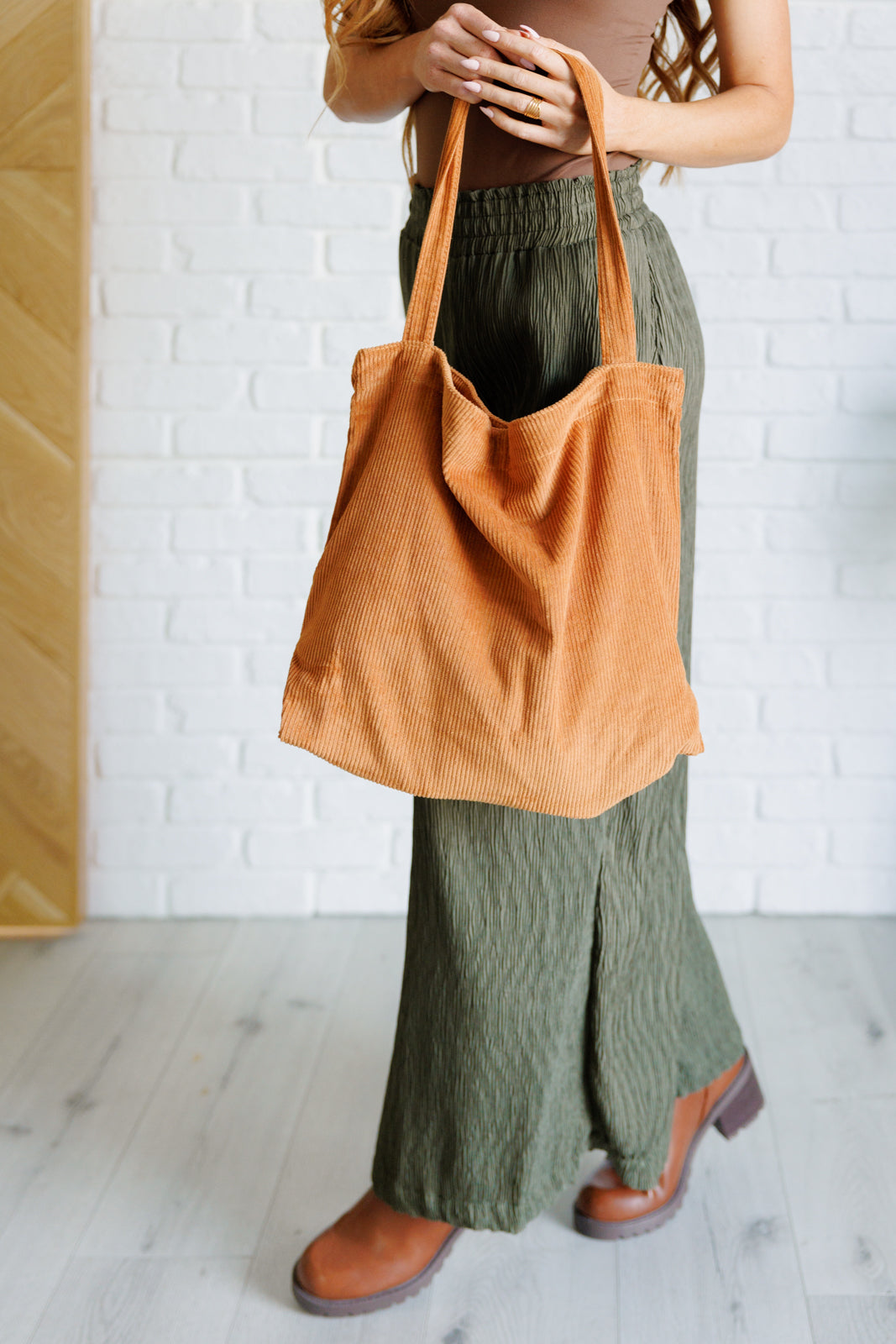 Marge Corduroy Tote in Brown