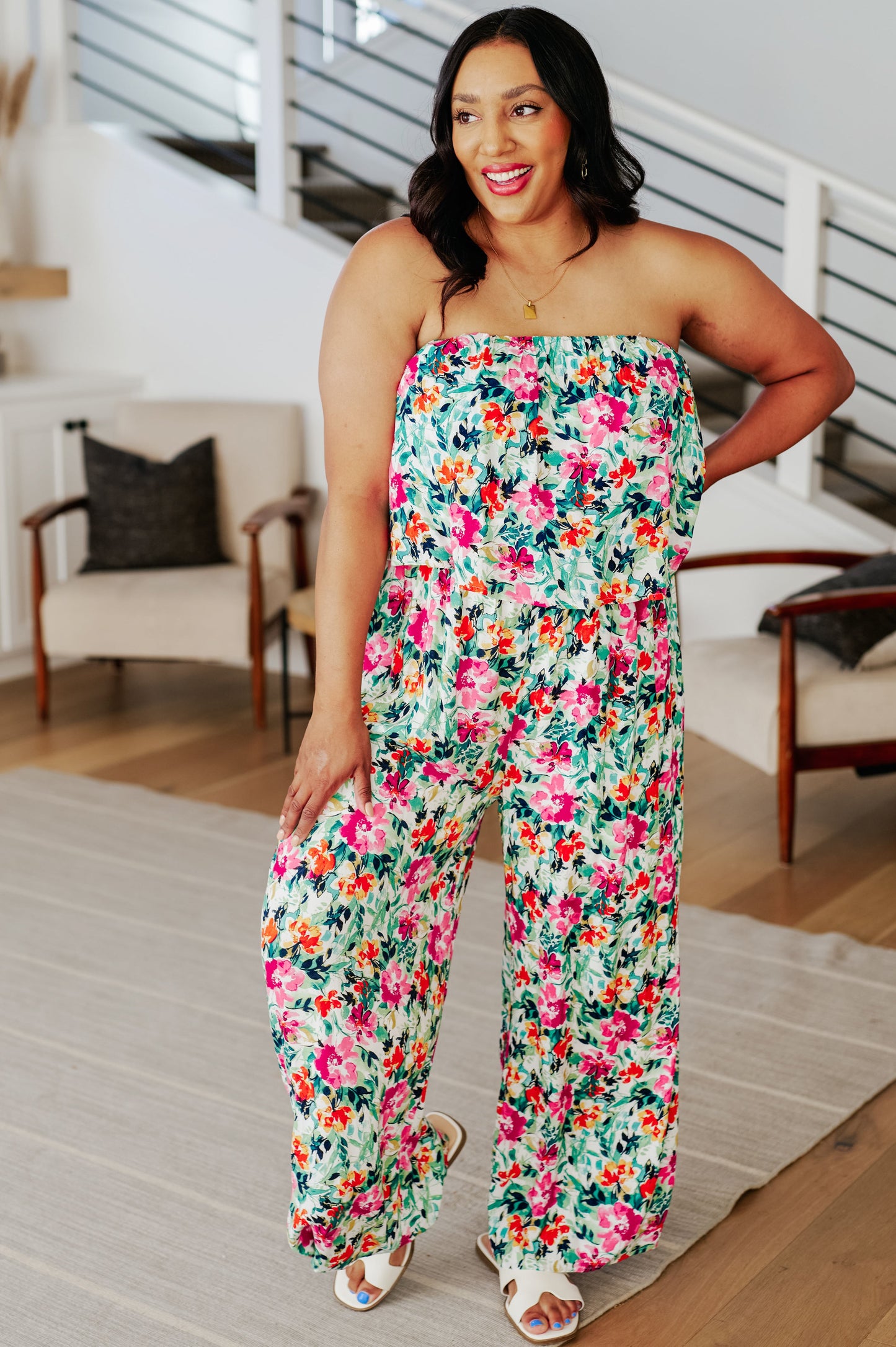 Veronica  Floral Jumpsuit in Green