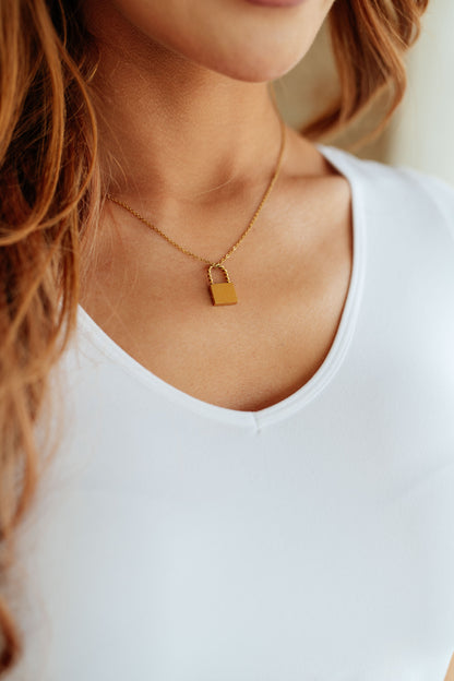 Lena Lock it Up Lock Pendant Necklace - 16" Chain with Extender, Unique Charm