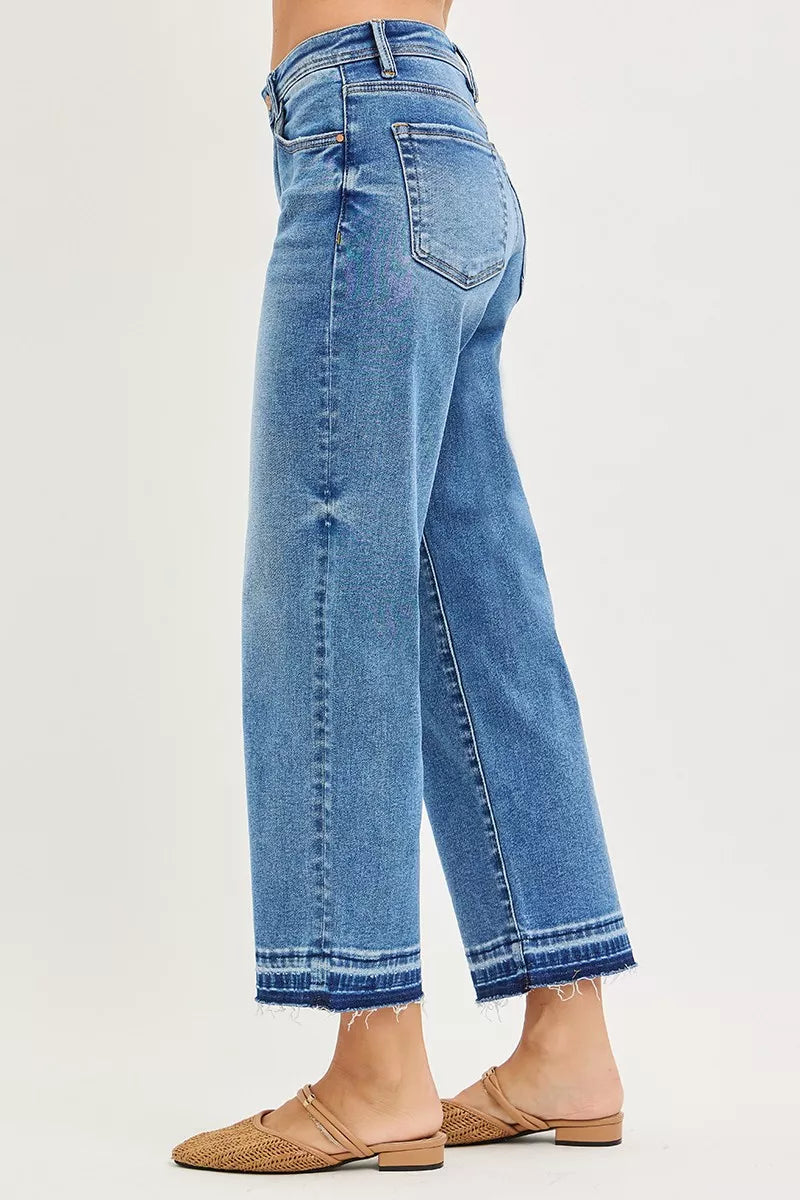Side angle of Marcie Cropped Boyfriend Jeans highlighting slouchy silhouette.