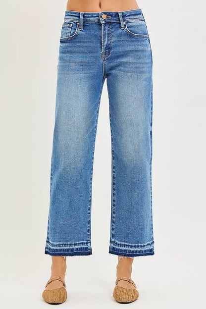 Marcie Cropped Boyfriend Jeans showing raw hem detail.