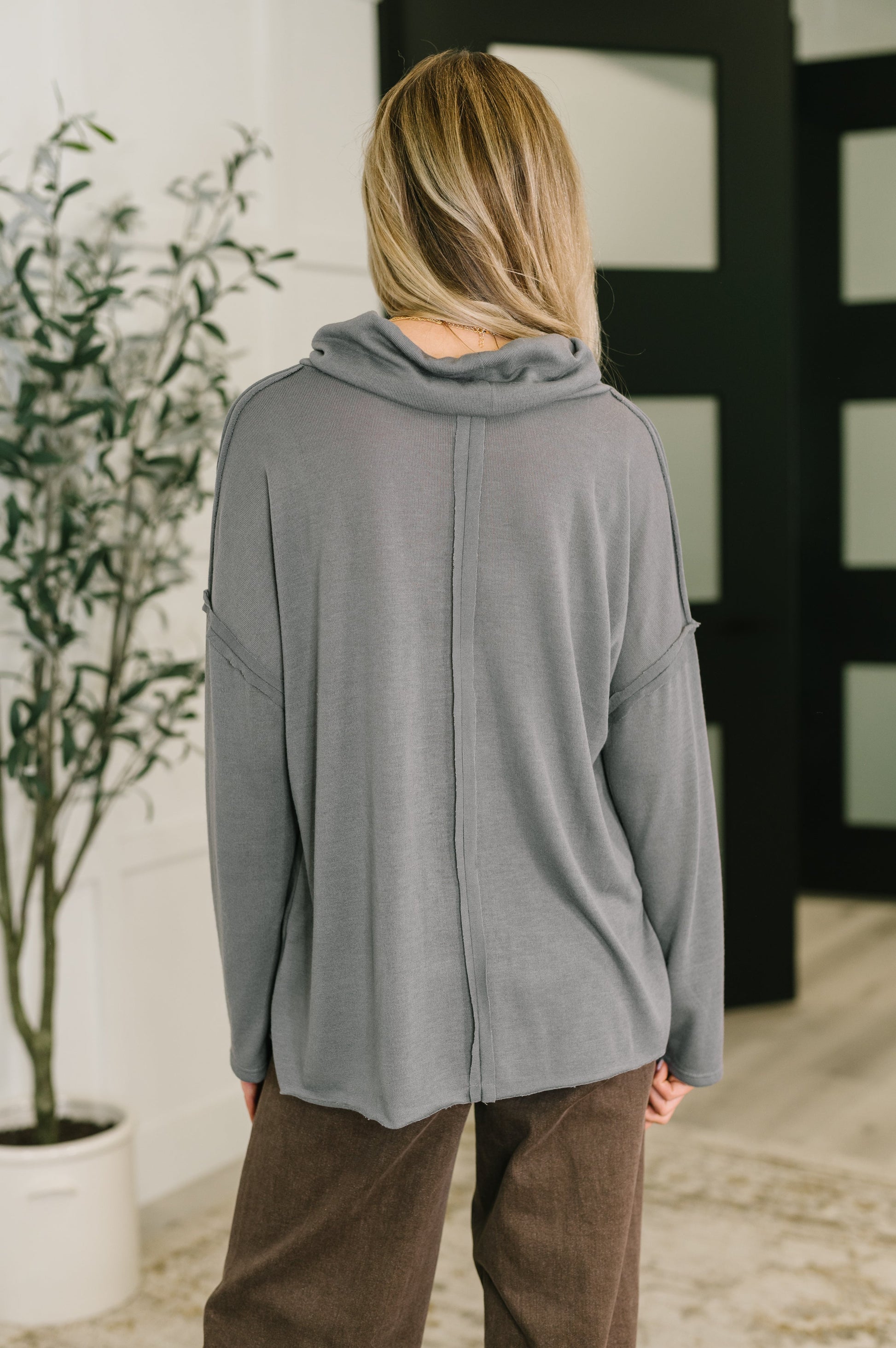 Back view of Melissa Center Seam Turtleneck showing center seam