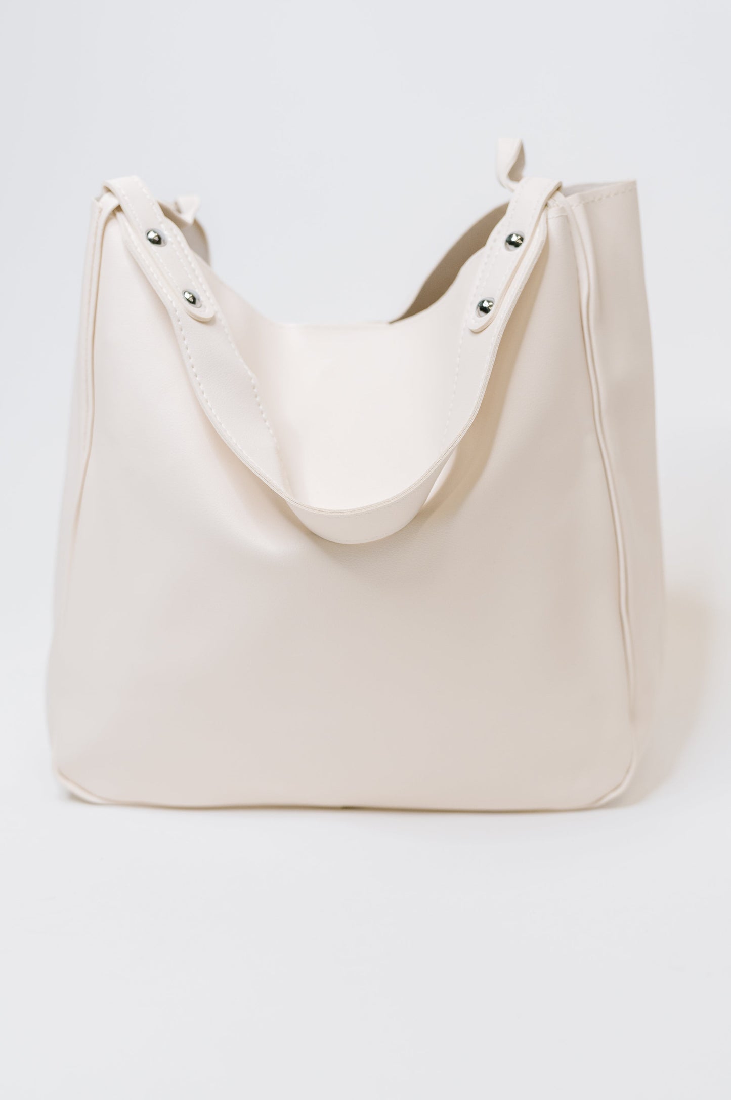 Front view of My Whole Life Shoulder Bag in Neutral showing structured design and clean lines.