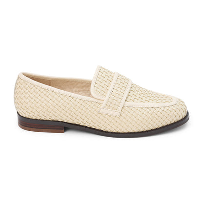 Ned Woven Loafer by Matisse in bone leather with flat sole and classic loafer shape.