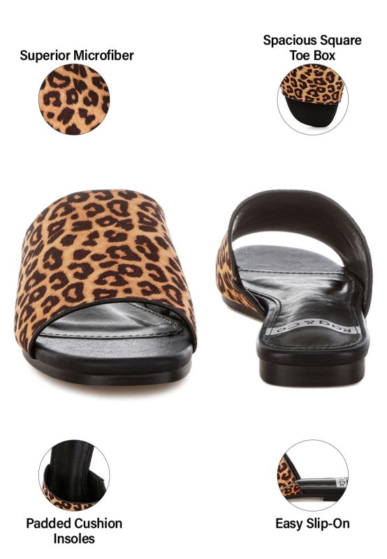 Detail shot of Everyday Panthera Leopard Print Slider Flats toe and heal.