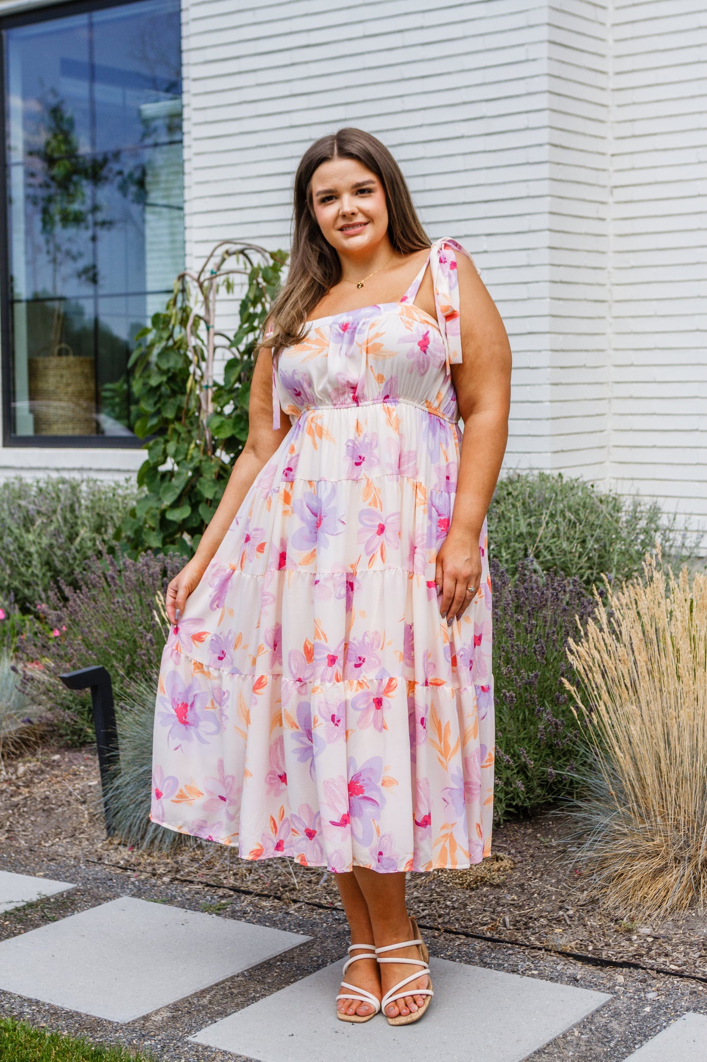 Grace Pastel Petals Floral Midi Dress