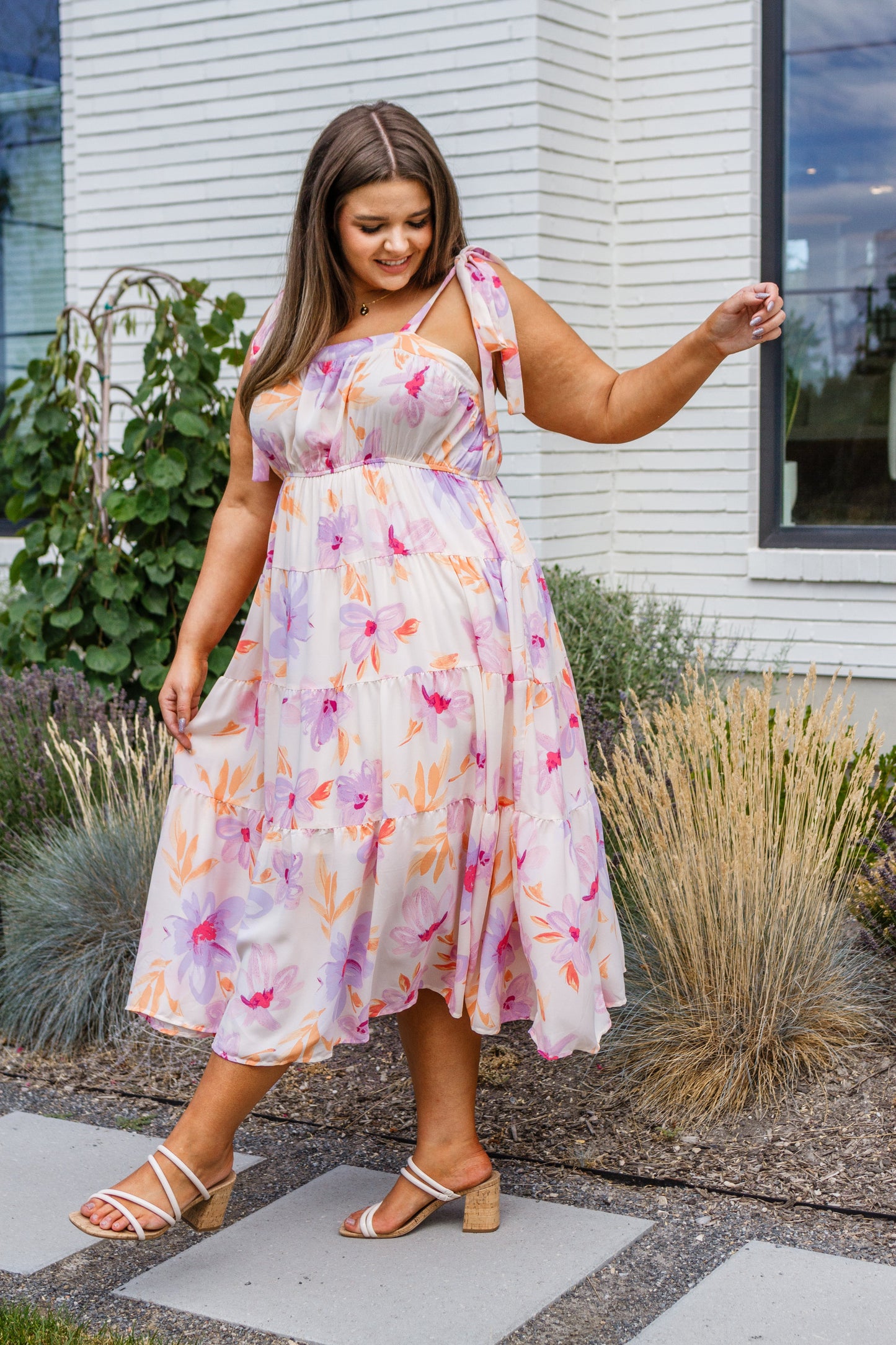 Grace Pastel Petals Floral Midi Dress