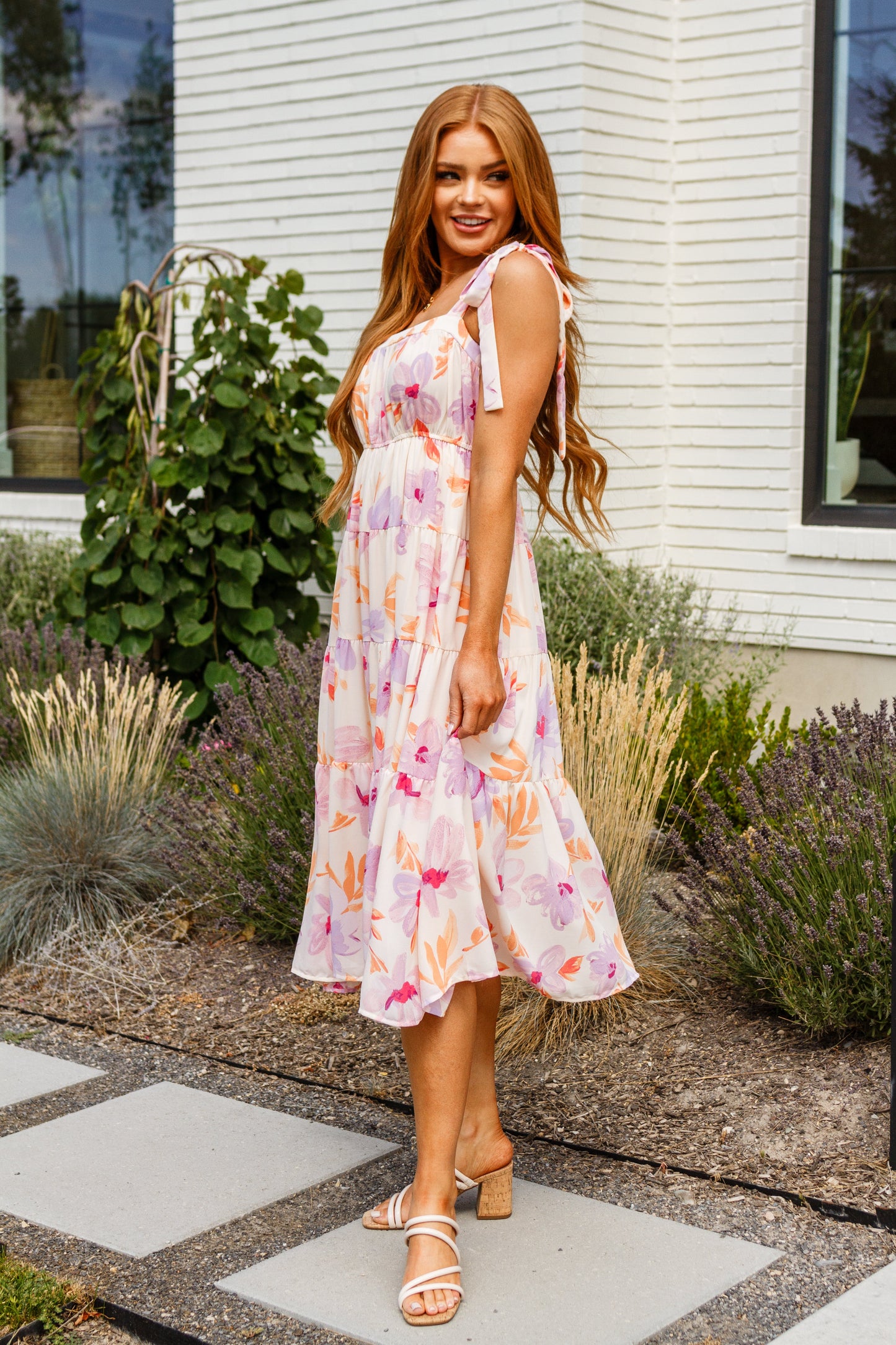 Grace Pastel Petals Floral Midi Dress