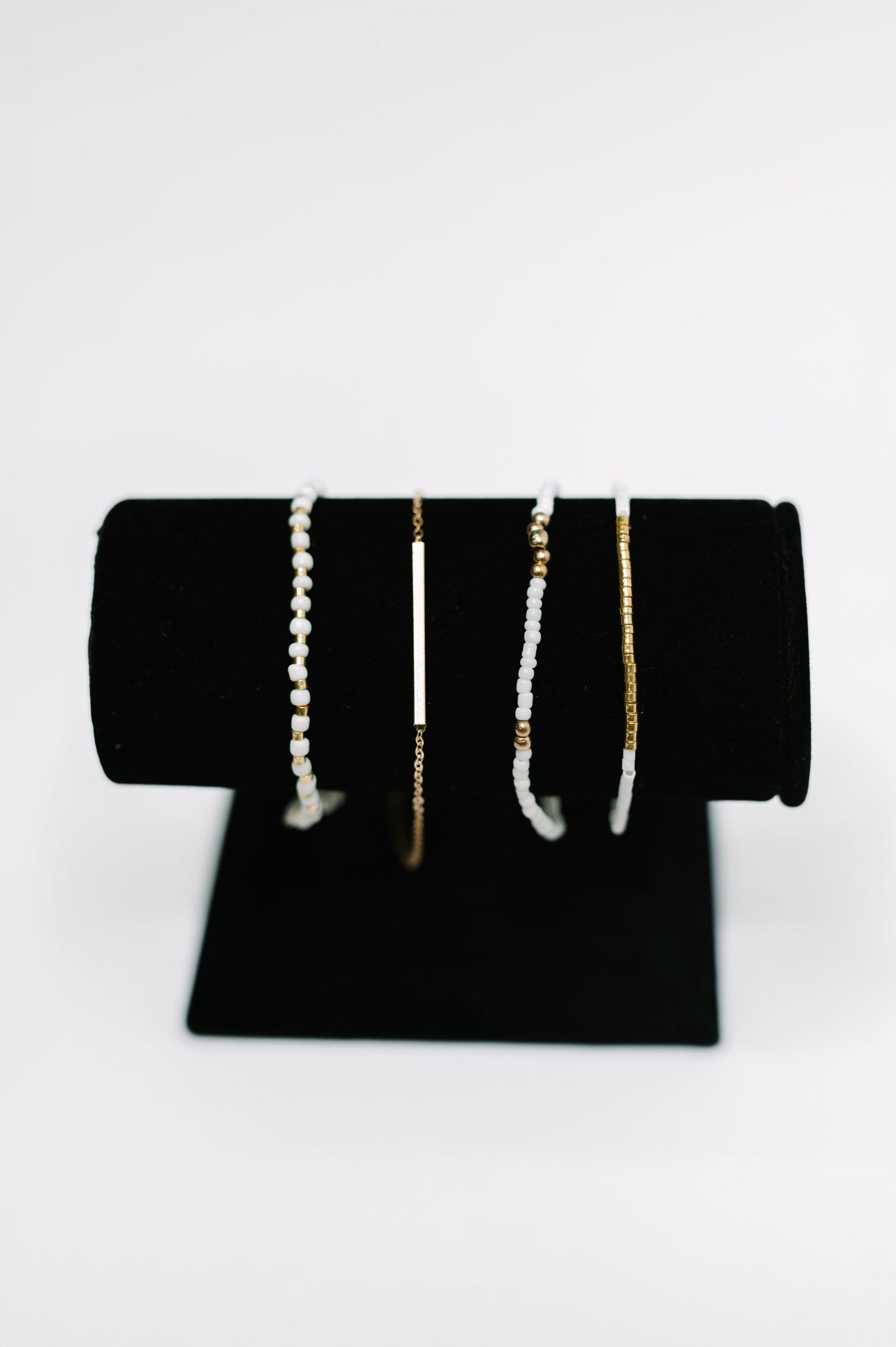 Poised & Polished Bracelet Set - White & Gold Layered Look