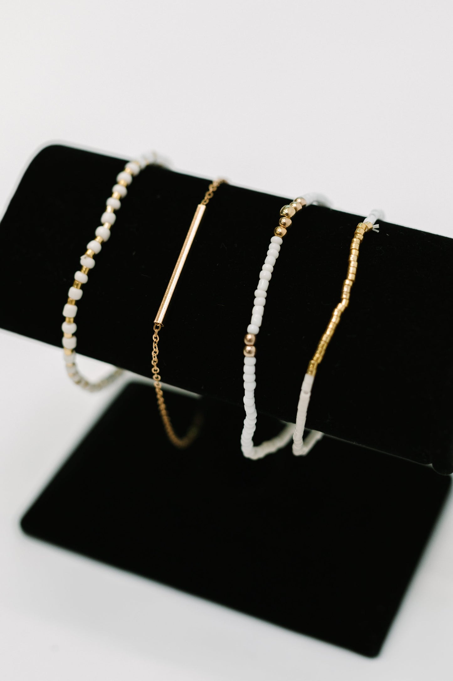 Poised & Polished Bracelet Set - White & Gold Layered Look