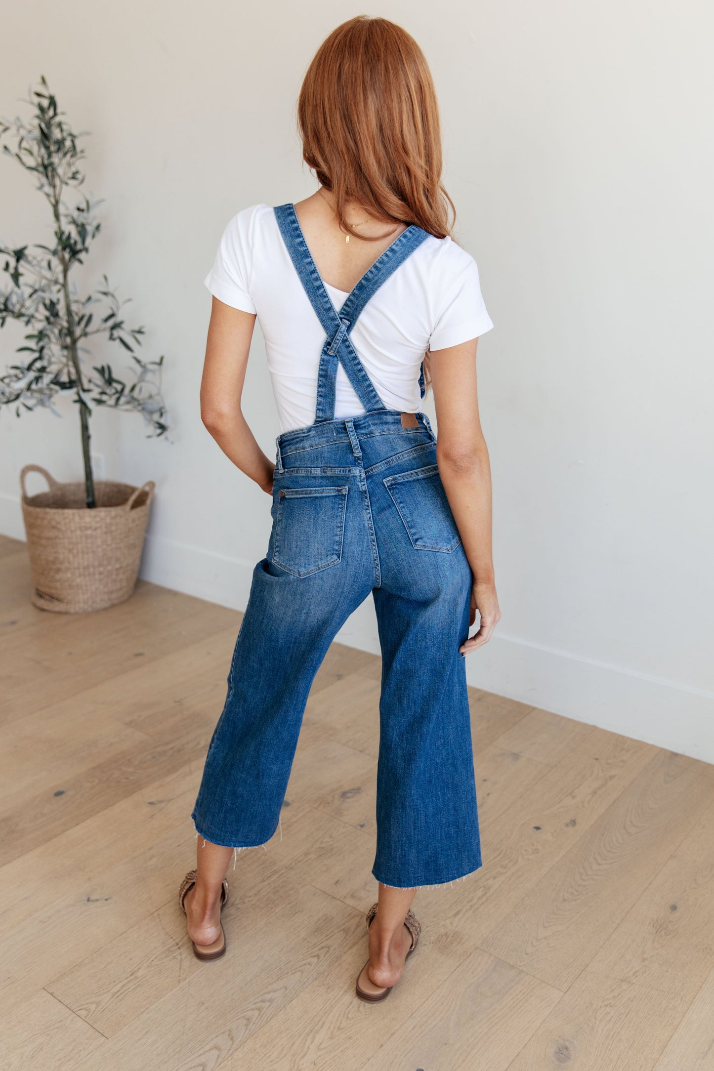 Prisciella High Rise Crop Wide Leg Denim Overalls by Judy Blue