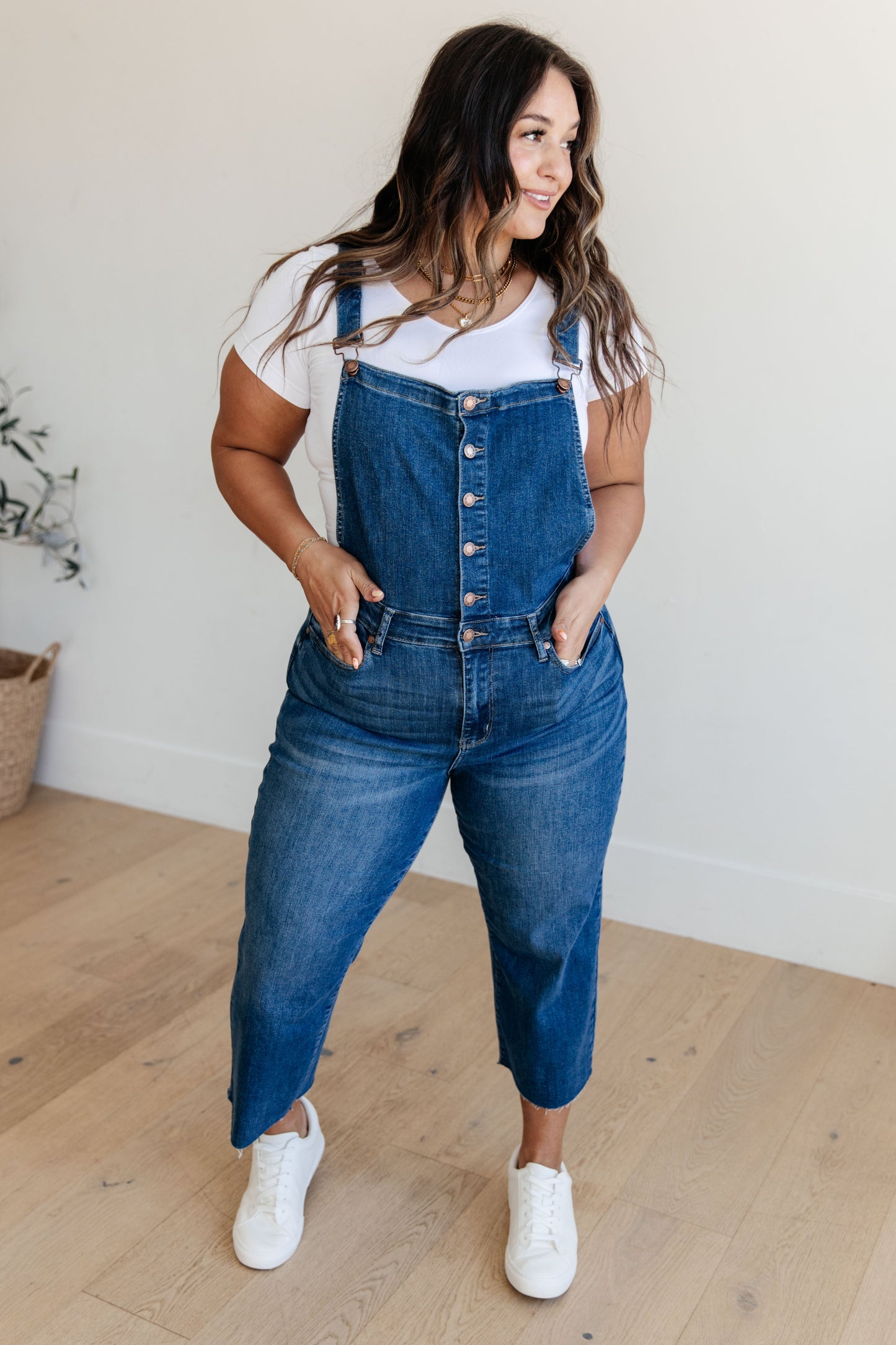 Prisciella High Rise Crop Wide Leg Denim Overalls by Judy Blue