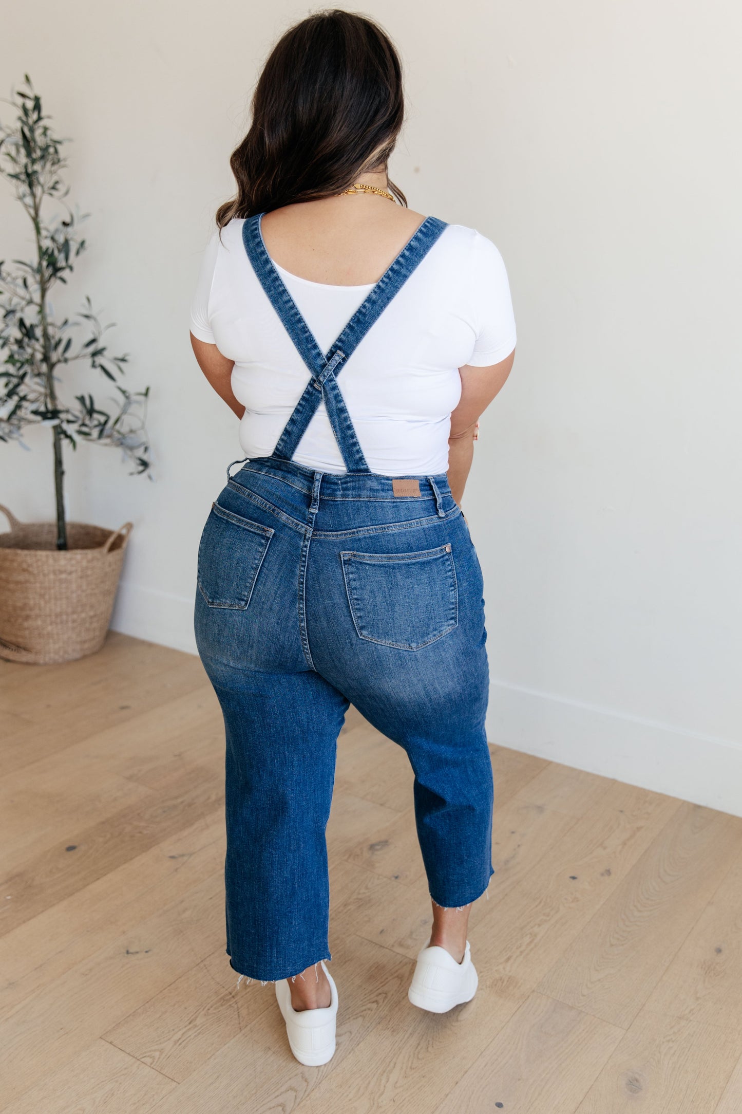 Prisciella High Rise Crop Wide Leg Denim Overalls by Judy Blue