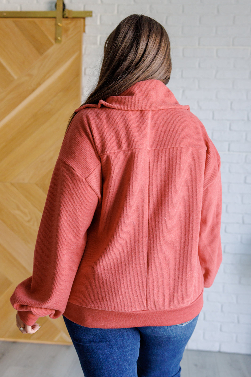 Kendra Half Zip Pullover in Rust