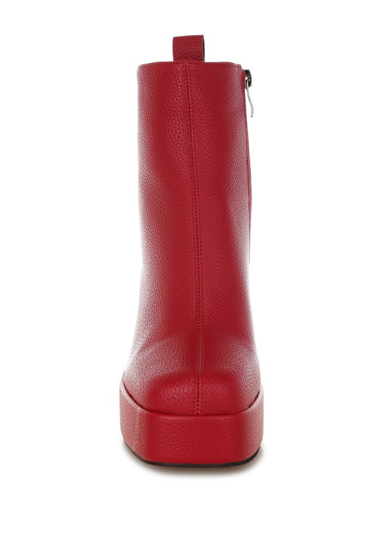 Front view- red Poulin Chelsea Boots