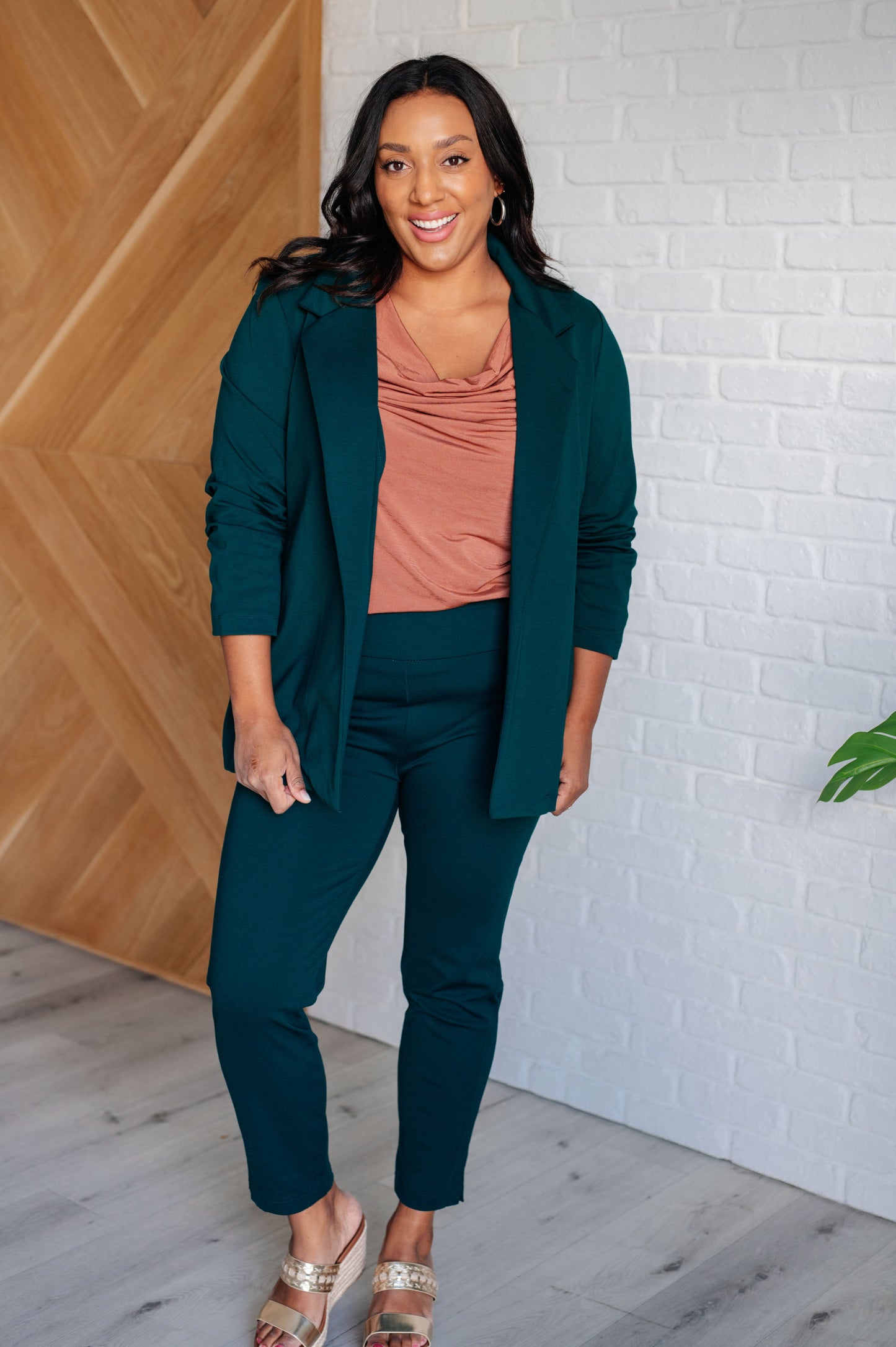 Devi Magic 3/4 Blazer in Hunter Green