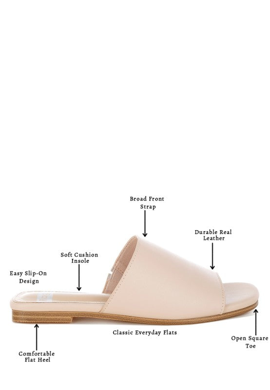 Daiagram of Shanon Slip-On Leather Flats in Beige.