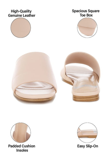 Detail shot of Shanon Slip-On Leather Flats in Beige cushioned insole.