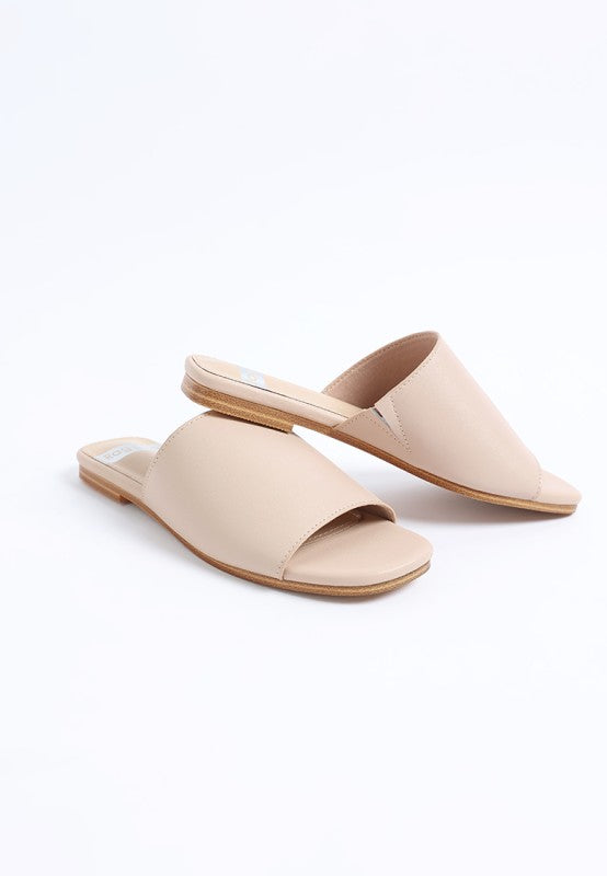 Shanon Slip-On Leather Flats in Beige comfortable everyday shoes.